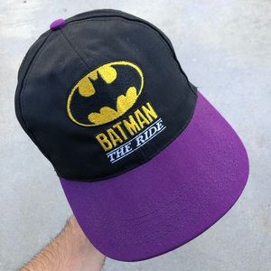 Vtg 90’s Batman The Ride Six Flags Rollercoaster Snapback Hat - Adjustable Size